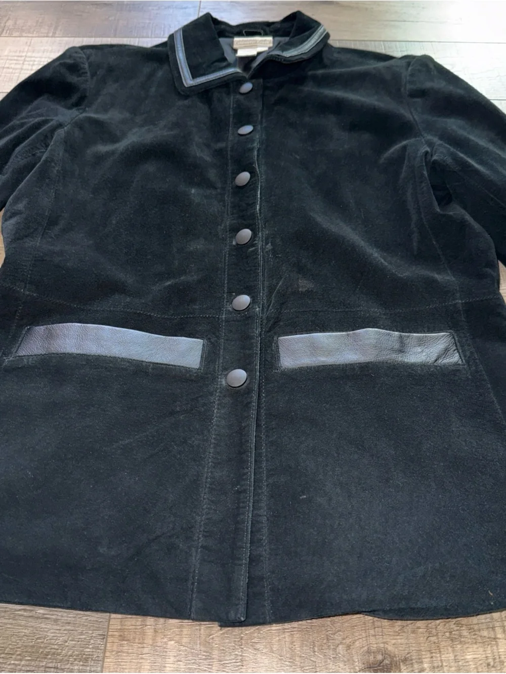 Coldwater Creek Black Suede Jacket with Leather Trim men’s medium